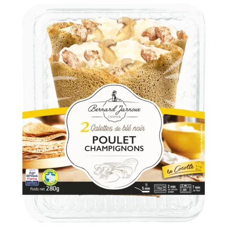2 Galettes garnies poulet champignons